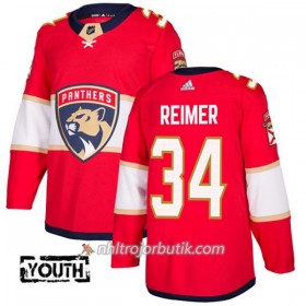 Barn Ishockey Florida Panthers Tröja James Reimer 34 Adidas 2017-2018 Röd Authentic